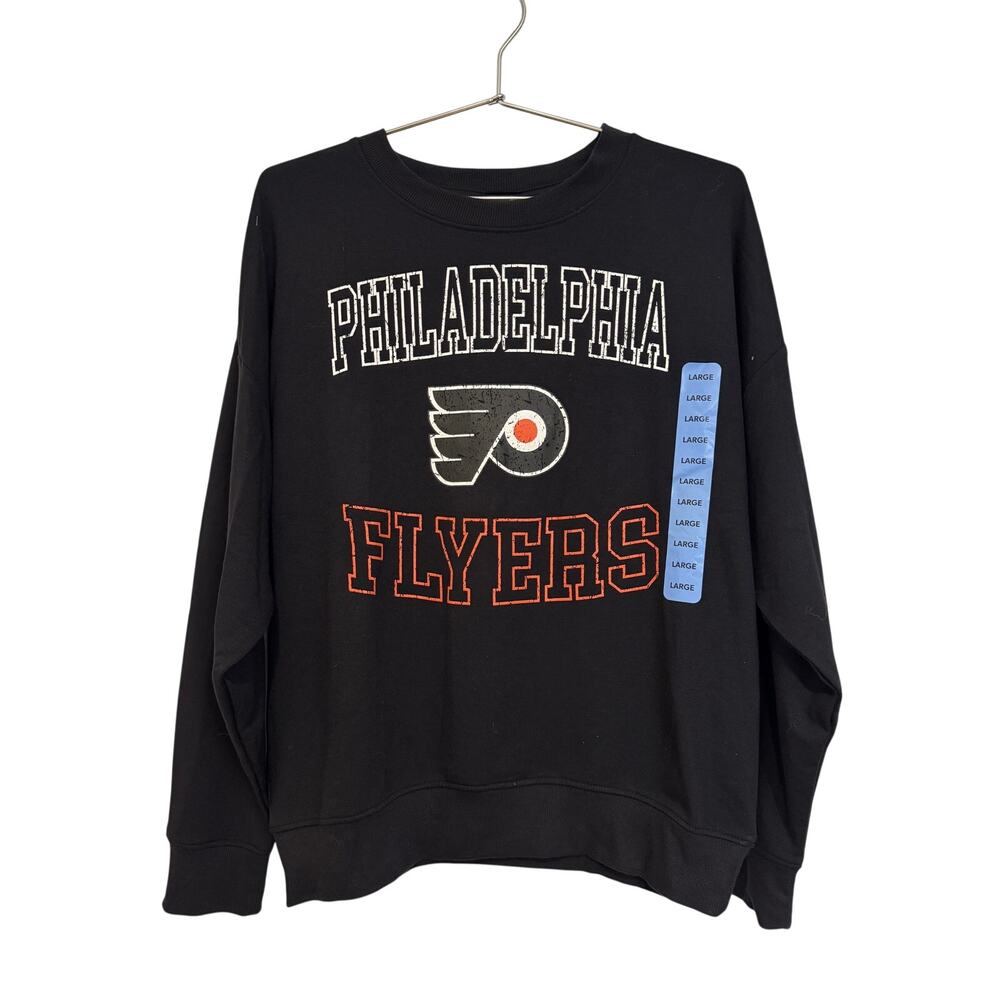 Philadelphia Flyers Women’s Large Crewneck Sweatshirt NHL Hockey Black  Pullover